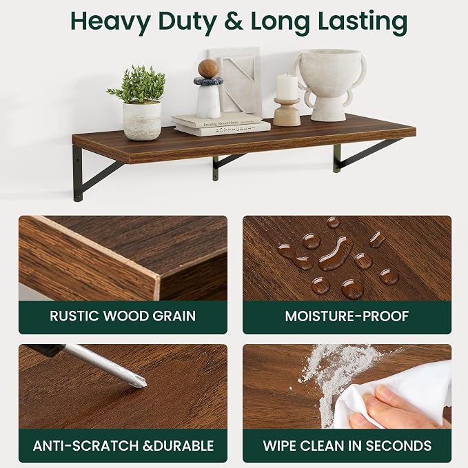 Floating Shelves 12 Inch Deep, 36W x 12D Wall Shelf Set of 2, 60 lbs Heavy Duty - Image 5