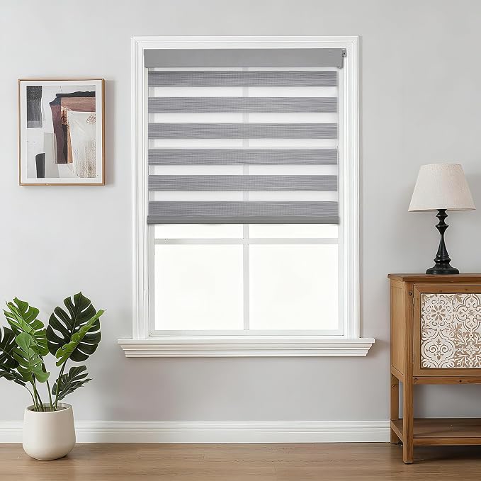 Joydeco No Drill Zebra Blinds for Windows, Cordless Day & Night Dual Sheer - Image 2