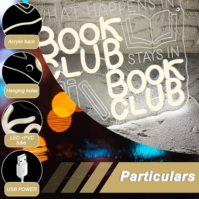 Mutank What Happens In Book Club Stays In Book Club Neon Sign, Book Club Neon - Image 6
