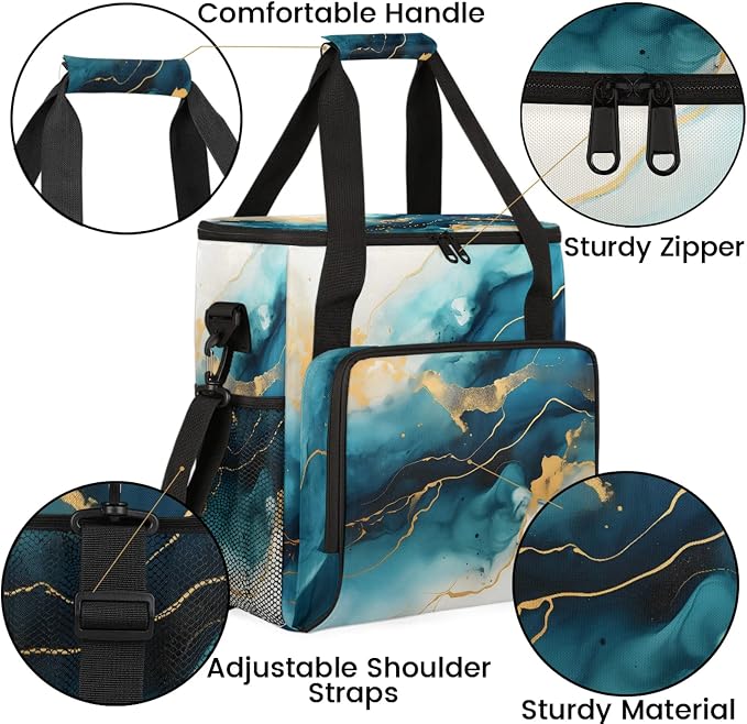 Turquoise Abstract Gold And Blue Marble Coffee Maker Carring Bag, Large - Image 6