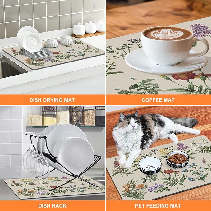 LOKHOM Dish Drying Mat for Kitchen Counter, Dish Drainer Rack Mat for Kitchen - Image 8