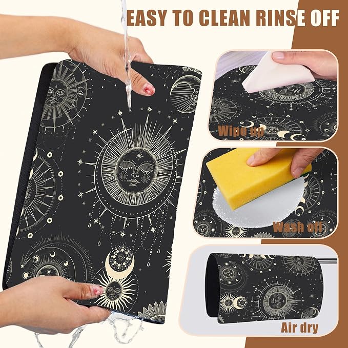 Moon Sun Zodiac Coffee Mat Absorbent Astrology Dish Drying Mat - Image 5