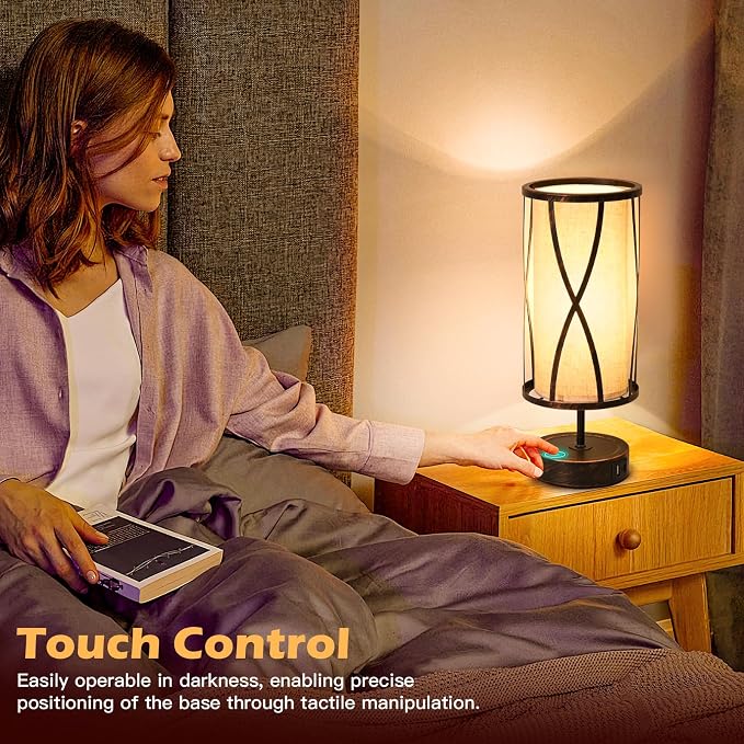 Distressed Table Lamps for Living Room, 3 Way Dimmable Touch Lamps, Small - Image 8