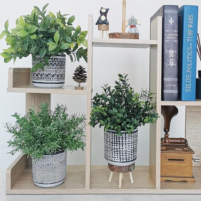 Winlyn Set of 3 Small Potted Plants Artificial Eucalyptus Rosemary Boxwood - Image 4