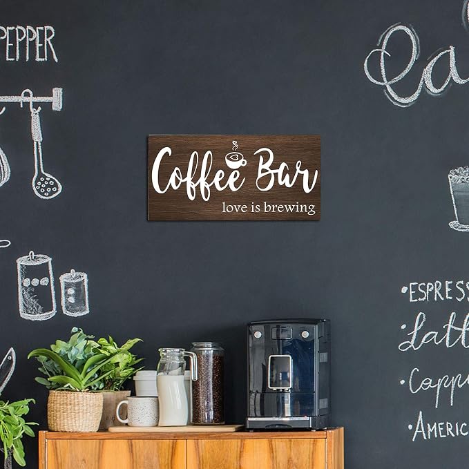 Jetec Coffee Bar Sign Wall Decor Rustic Wood Coffee Station Decor Farmhouse - Image 6
