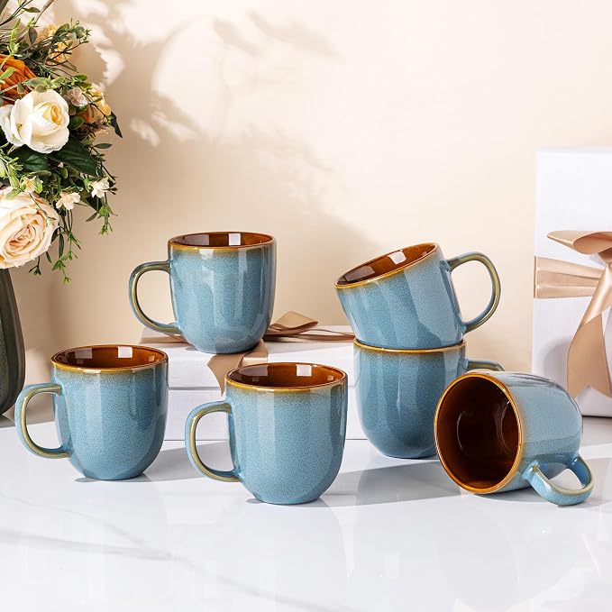 LERATIO Ceramic Coffee Mugs Set of 6, 12oz Handmade Coffee Mugs Set - Image 8