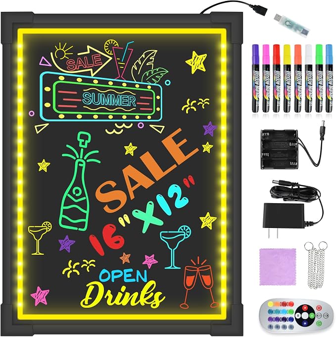 Hosim LED Message Writing Board, 7 Colors Flashing Mode DIY Message Chalkboard by Hosim