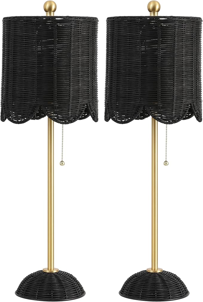 JONATHAN Y 27.5" Black/Brass Gold Coastal Buffet Table Lamp Set of 2 - Image 9