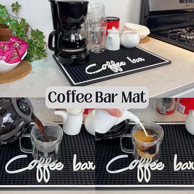 Coffee Bar Mat for Countertop, Silicone Espresso Machine Mat 18x12 Inch – - Image 4