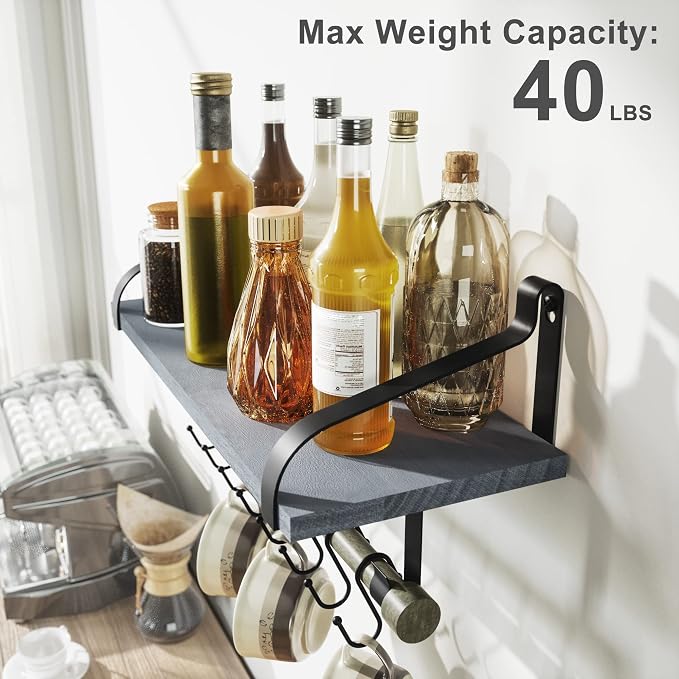 Love-KANKEI Wall Shelf for Storage Rustic Wood Kitchen Spice Rack - Image 6