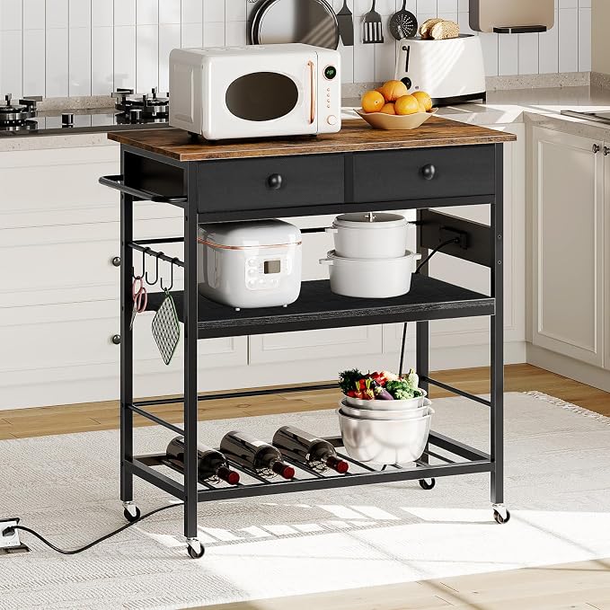 HOOBRO Kitchen Island with Storage, Rolling Island Cart - Image 2