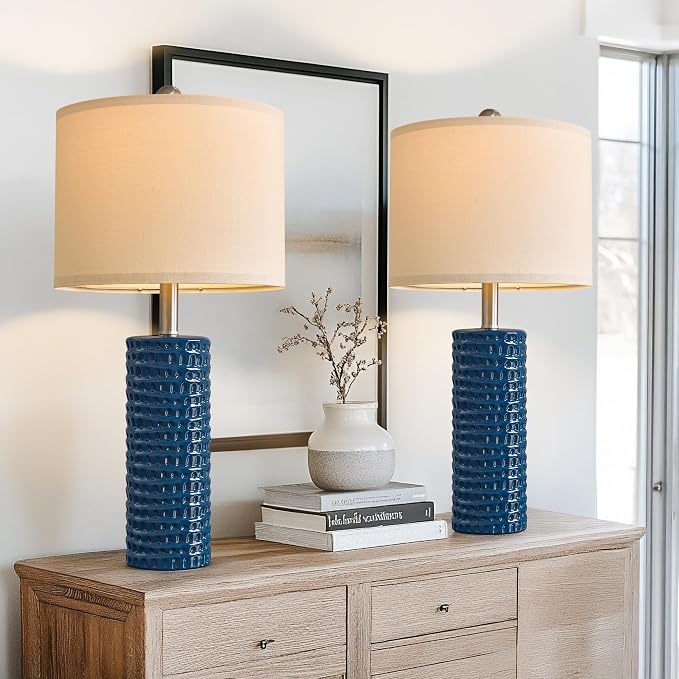 PORTRES 24.75" Modern Accent Ceramic Table Lamp Set of 2 - Image 2