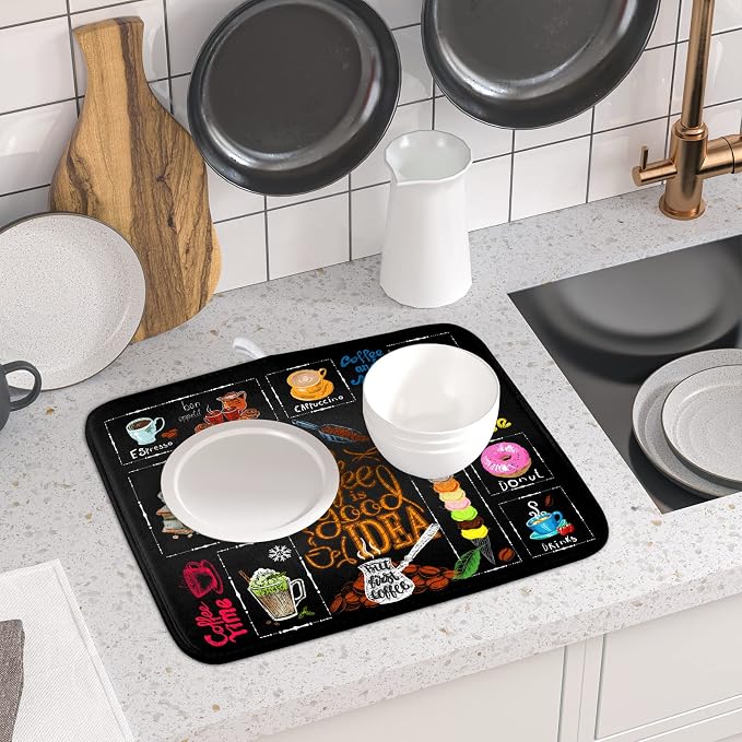 Absorbent Reversible Microfiber Dish Drying Mat 16 x 18 Inch - Image 6