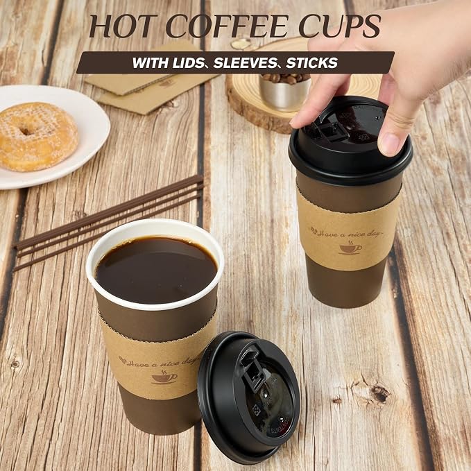 LITOPAK 100 Pack 16 oz Paper Coffee Cups, Drinking Cups - Image 4