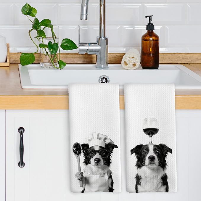 Funny Border Collie Hand Towels, Border Collie Gifts - Image 3