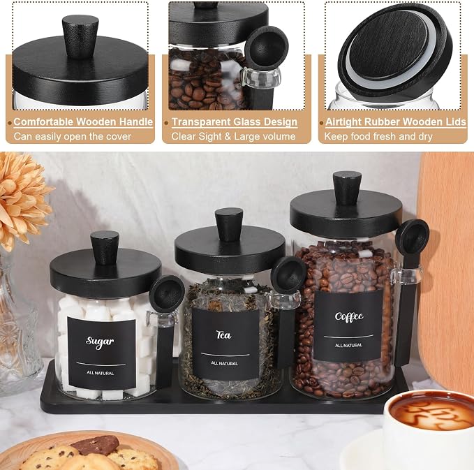 Suclain 3 Pcs Glass Coffee Container - Image 3
