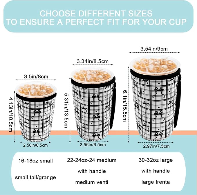 KJQJLY 3 Pack Reusable Iced Coffee Sleeves - Image 2