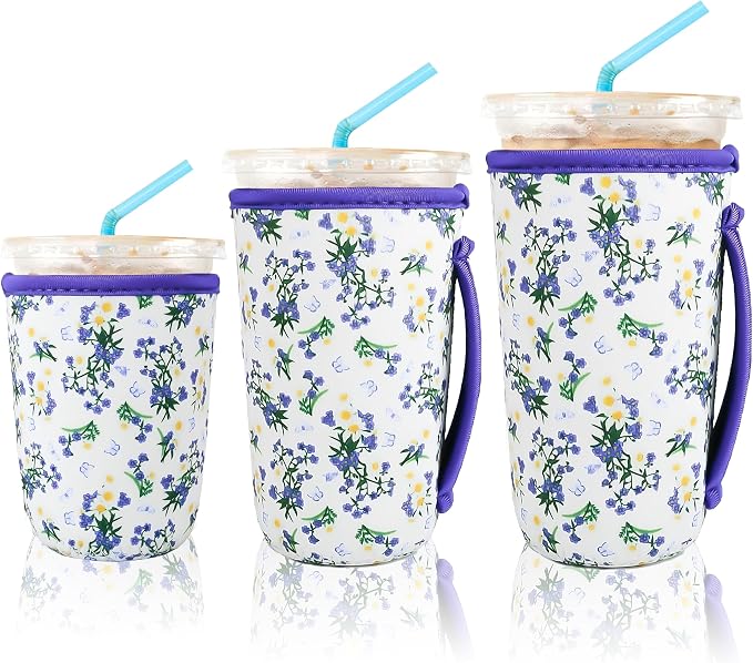 KJQJLY 3 Pac Reusable Iced Coffee Sleeves by KJQJLY