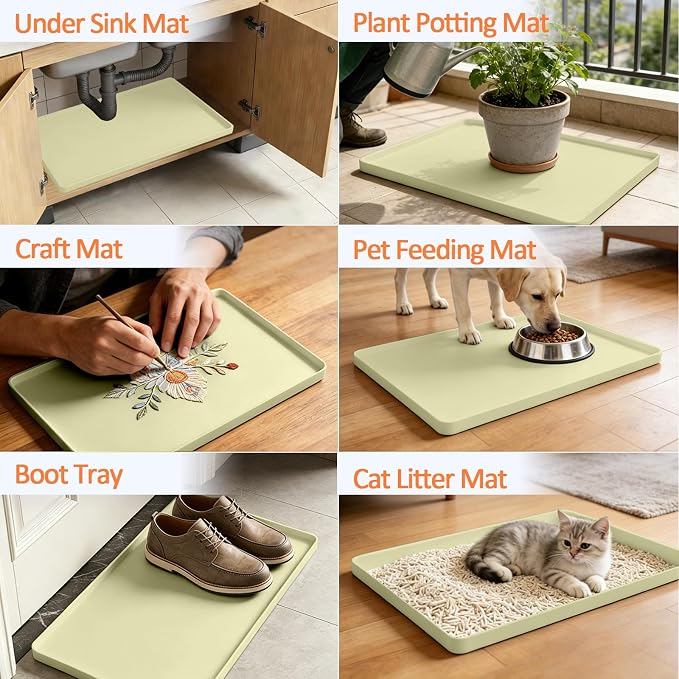 Silicone Coffee Maker Mat with Lip, 15.7'' x 11.8'' Heavy Duty Coffee Maker Mat - Image 7