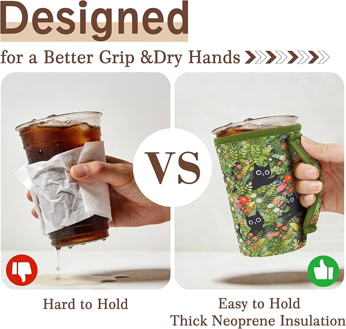 KJQJLY 3 Pack Reusable Iced Coffee Sleeves - Image 3