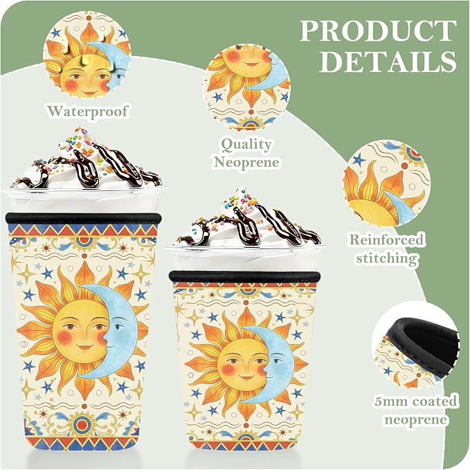 Reusable Insulated Neoprene Iced Coffee Cup Sleeve 3 Pack, Durable Drink Sleeve - Image 7