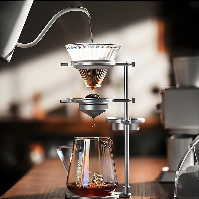 Coffee Dripper Stand with 2 Pcs Espresso Cooling Ball, Height Adjustable Metal - Image 2