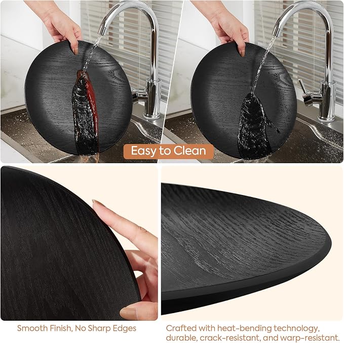Yangbaga Black Wood Serving Tray, Round Decorative Tray - Image 5