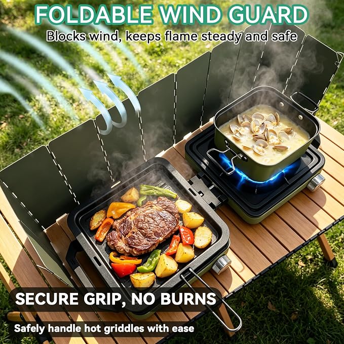 2 Burner Portable Propane Camping Stove Kit, 24000 BTU Foldable Hiking Stove - Image 3