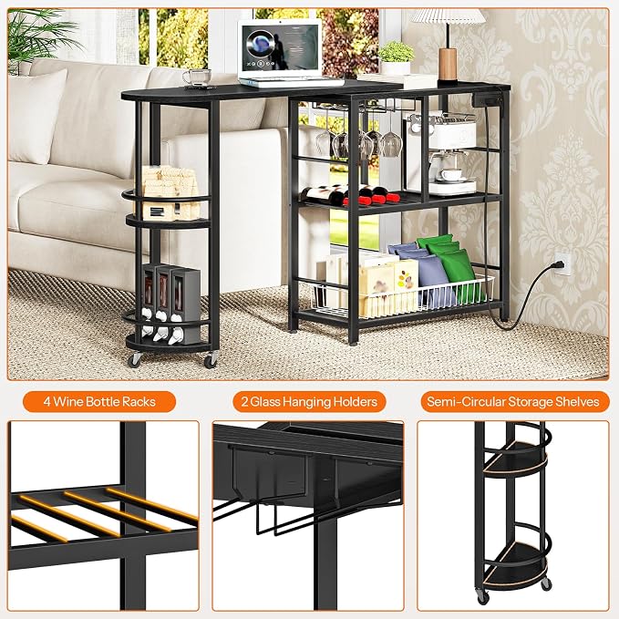 HOOBRO L-Shaped Bar Table, Home Bar Unit - Image 6
