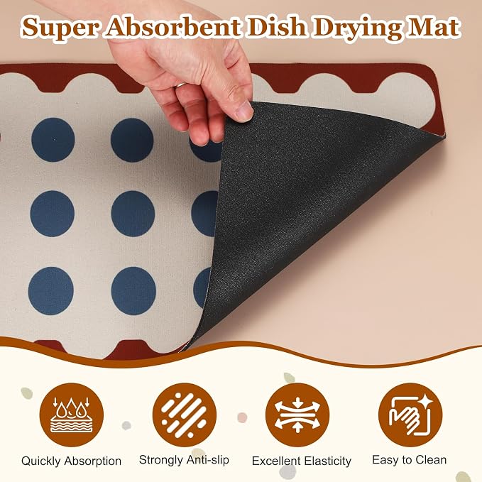 uxcell Coffee Mat, 31.5x19.7 Inch Super Absorbent Dish Drying Mat Bar - Image 4