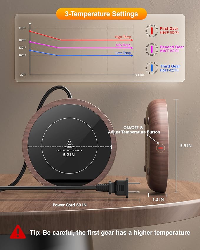 SWEETFULL Coffee Mug Warmer, 36W Electric Cup Warmer - Image 4