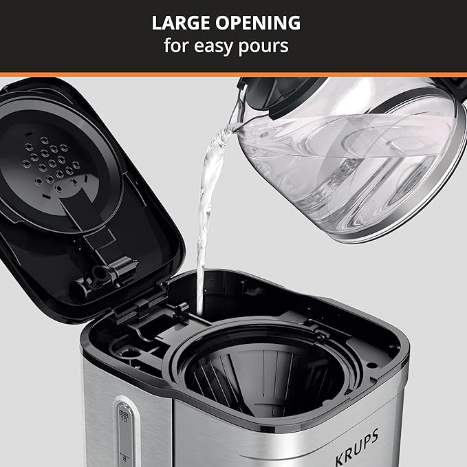 KRUPS Coffee Maker 10 Cups Simply Brew Stainless Steel Drip Coffee Maker - Image 3