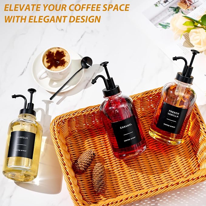 Coffee Syrup Dispenser for Bar, Glass Syrup Bottle - Image 5