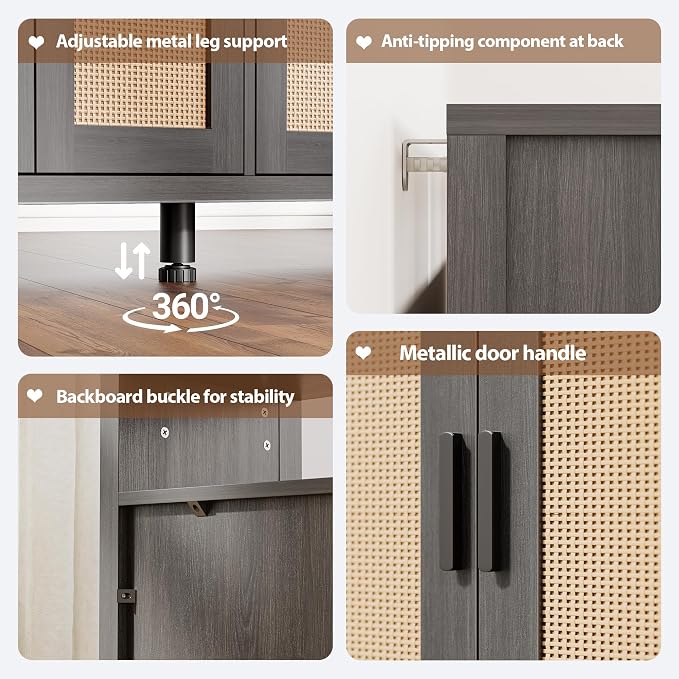 Mericonia Rattan Buffet Cabinet - Image 5