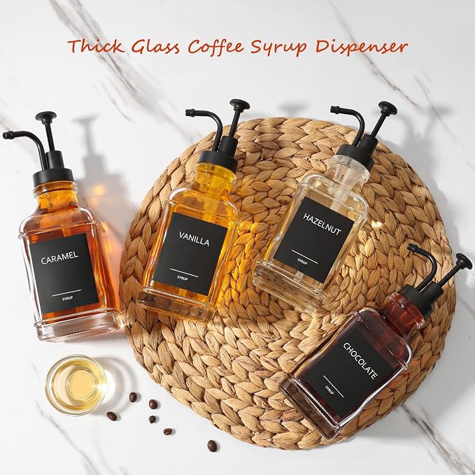 Coffee Syrup Dispenser, Coffee Bar Accessories 16.9 fl oz/500ml, Glass Syrup - Image 6