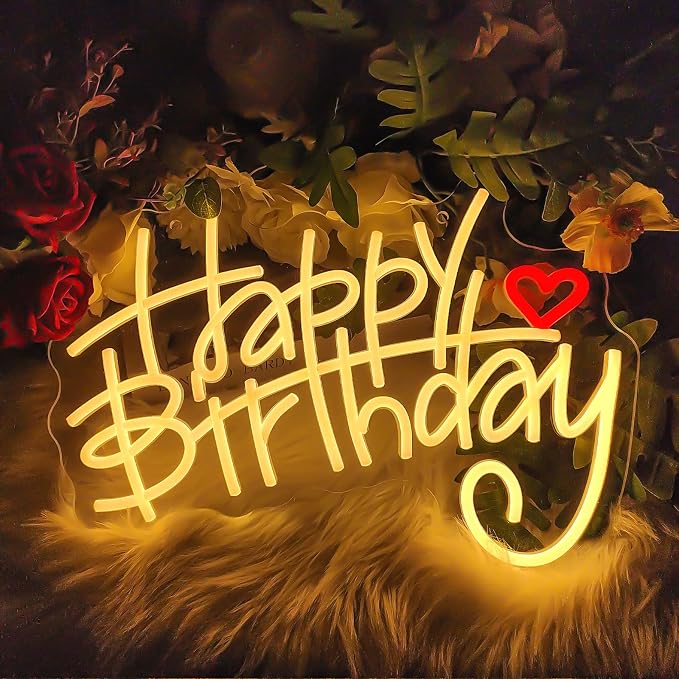 Custom Happy Birthday Neon Sign, Customizable Happy Birthday Light Up Sign by SAAWOODEEKAA