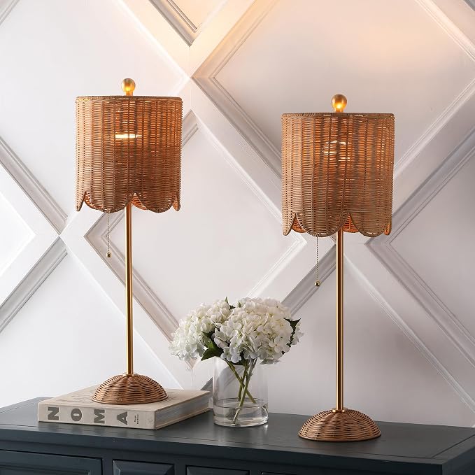 JONATHAN Y 27.5" Brass Gold Coastal Buffet Table Lamp Set of 2 - Image 7