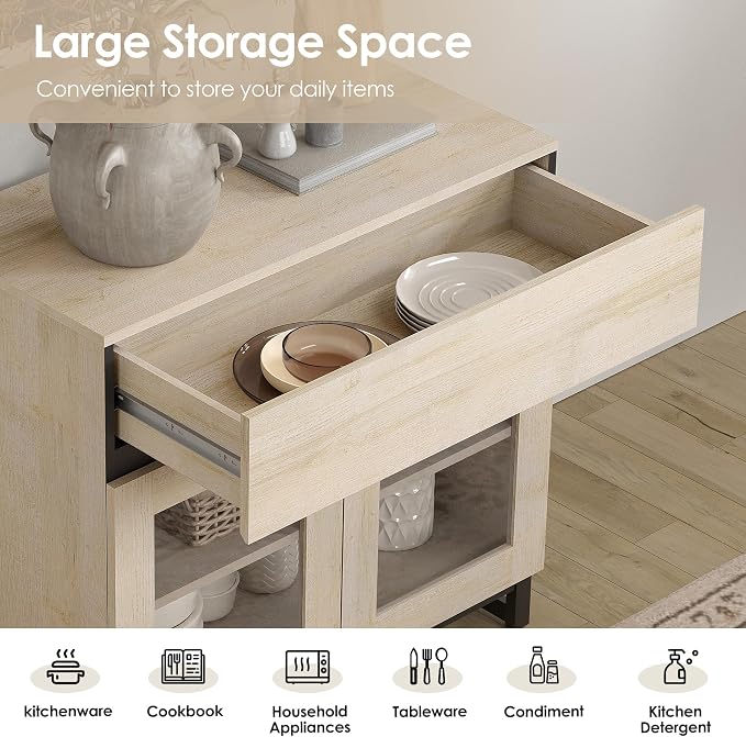 WAMPAT Sideboard Buffet Cabinets, Modern Credenza Sideboard - Image 5