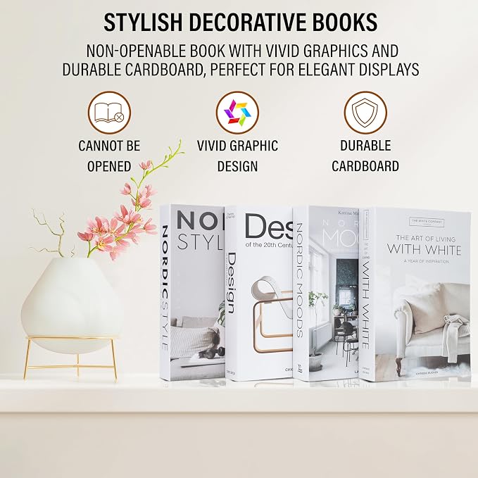 PROBENEX 4 Pcs Decorative Books | Faux Black Coffee Table & Shelf Decor | Bold - Image 7
