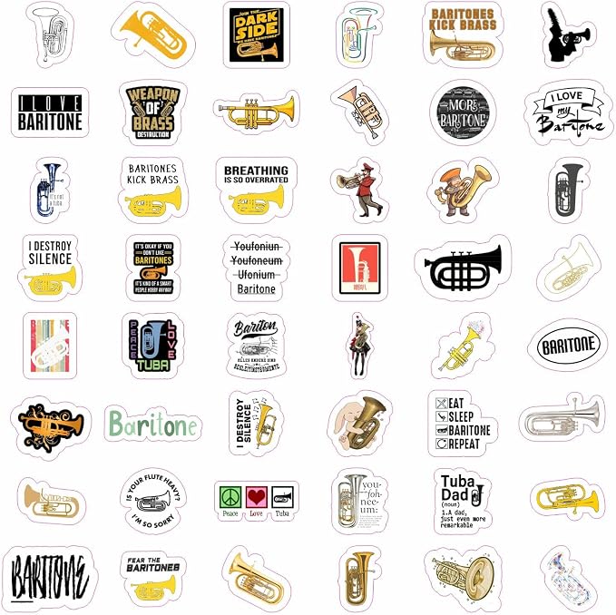 100Pcs Baritone Stickers for Water Bottle and Laptop - Image 3