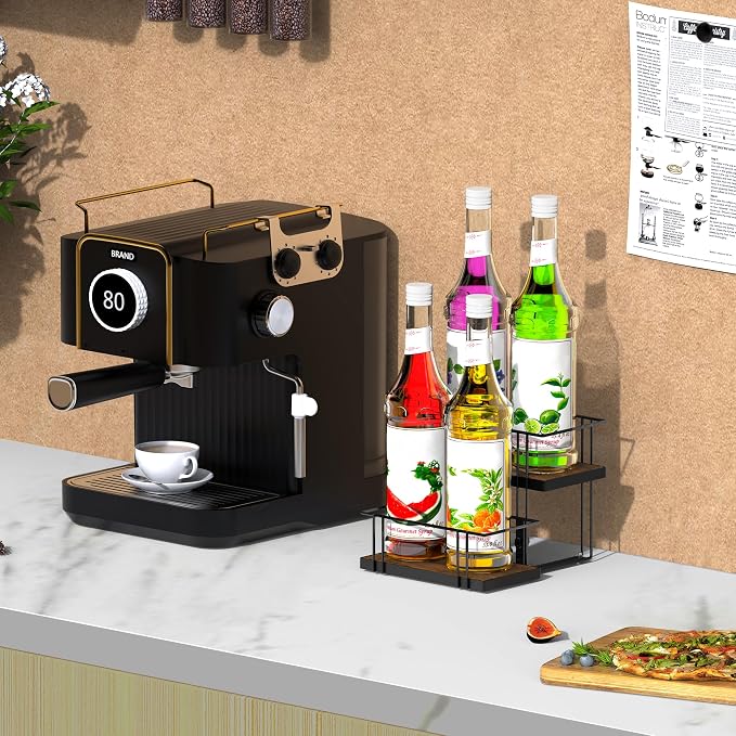 Alyoen Coffee Syrup Rack Organizer, 4 Bottles Syrup Holder Stand - Image 4