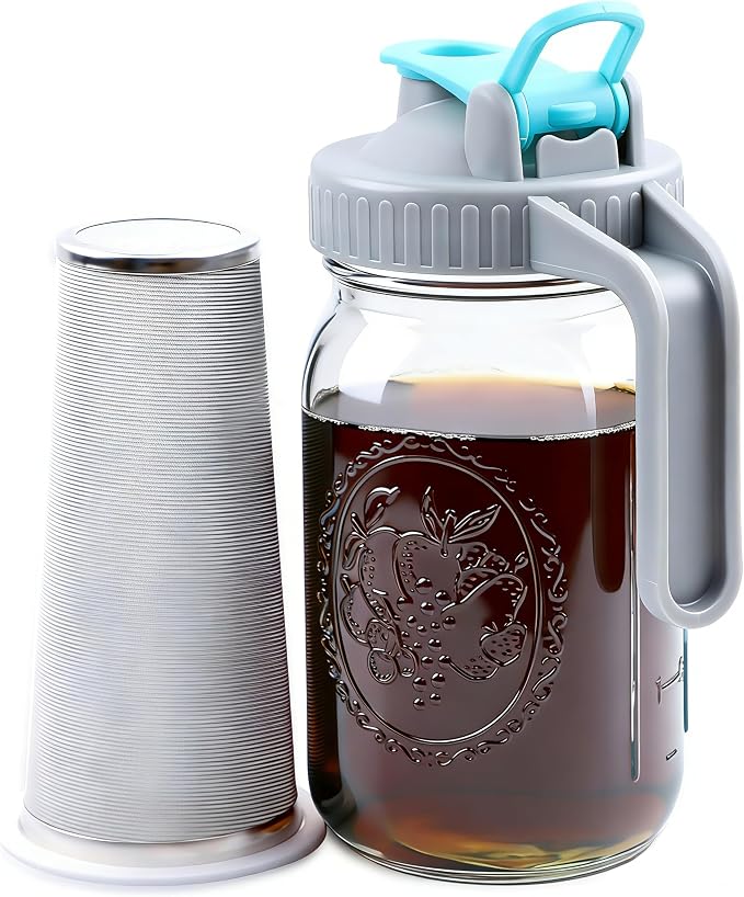 Mason Jar Cold Brew Coffee Maker 32 Oz Wide Mouth Cold Brew Pitcher 1 Quart by GMSWEET