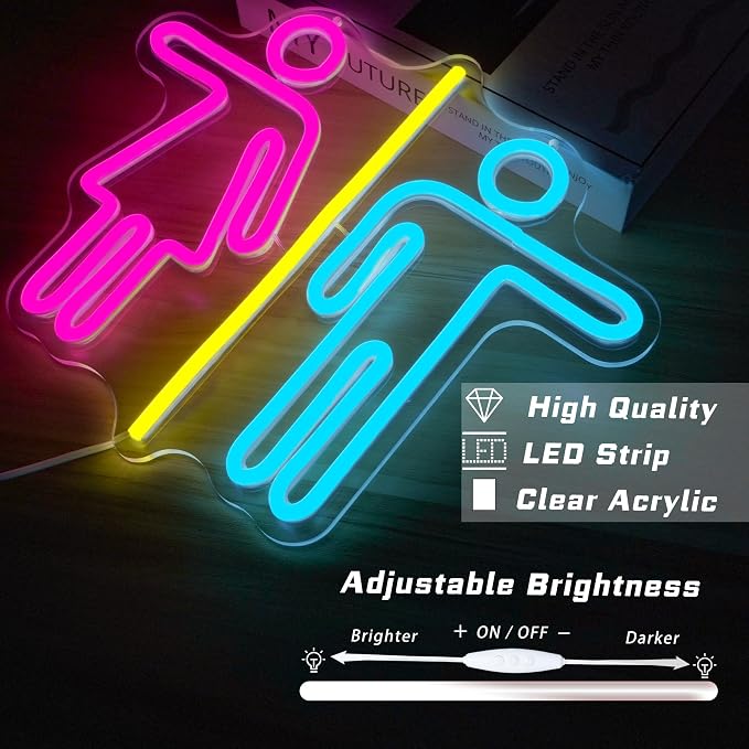 Restroom Neon Signs for Wall Decor Bathroom Neon Sign Dimmable LED Powerd - Image 3