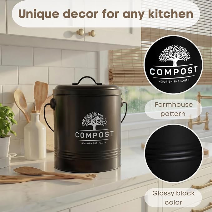 Perfnique Kitchen Compost Bin, 1.3 Gallon Countertop Compost Bin - Image 4
