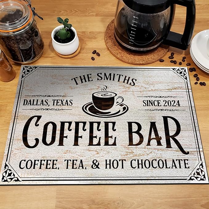 THUYPT Personalized Coffee Mat, Coffee Station Mat Quick Dry, Coffee Spill Mat - Image 5