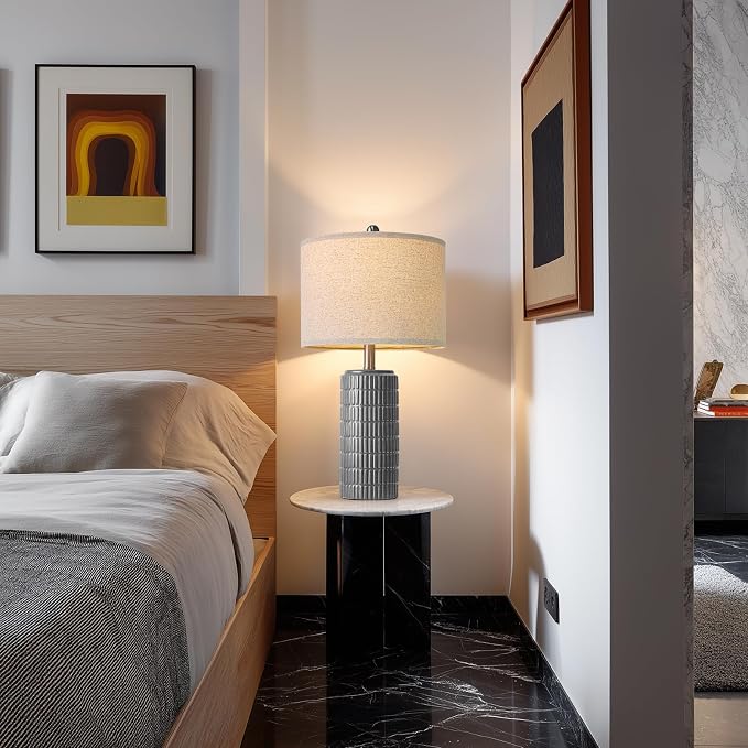 PoKat 23" Ceramic Dark Gray Table Lamps Set of 2 - Image 2