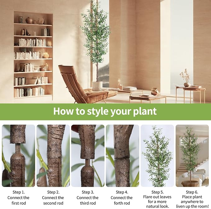 Faux Olive Tree, 8 Feet, 48 Fruits, Realistic Trunk, Indoor & Outdoor Use - Image 6