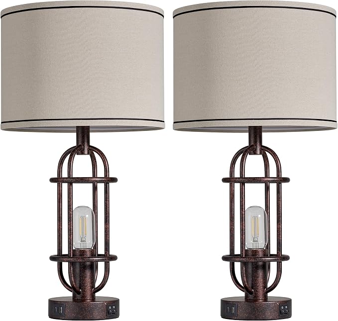 Reaketon 22.3" Table Lamps for Living Room Set of 2, Farmhouse Lamps for - Image 7