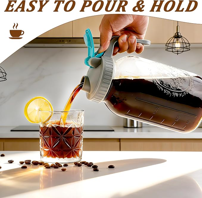 Mason Jar Cold Brew Coffee Maker 32 Oz Wide Mouth Cold Brew Pitcher 1 Quart - Image 5