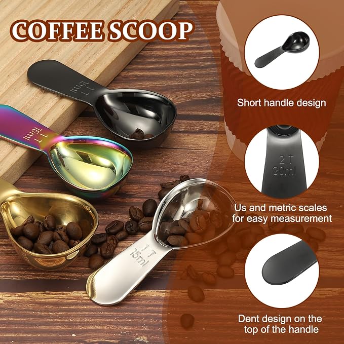 uxcell 4Pcs Stainless Steel Coffee Scoop, 30ml Short Handle Measuring Spoon - Image 3